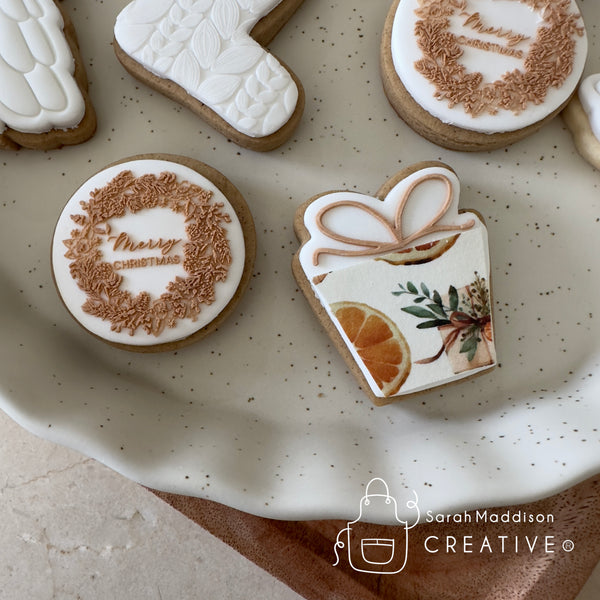 Mini Merry Christmas Wreath Cookie Stamp