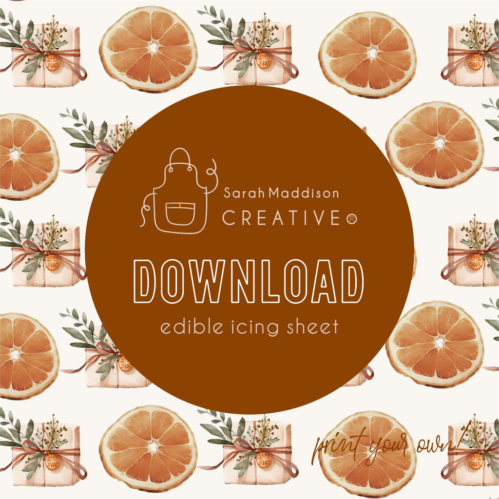 DIGITAL Orange and Gift Icing Sheet Download