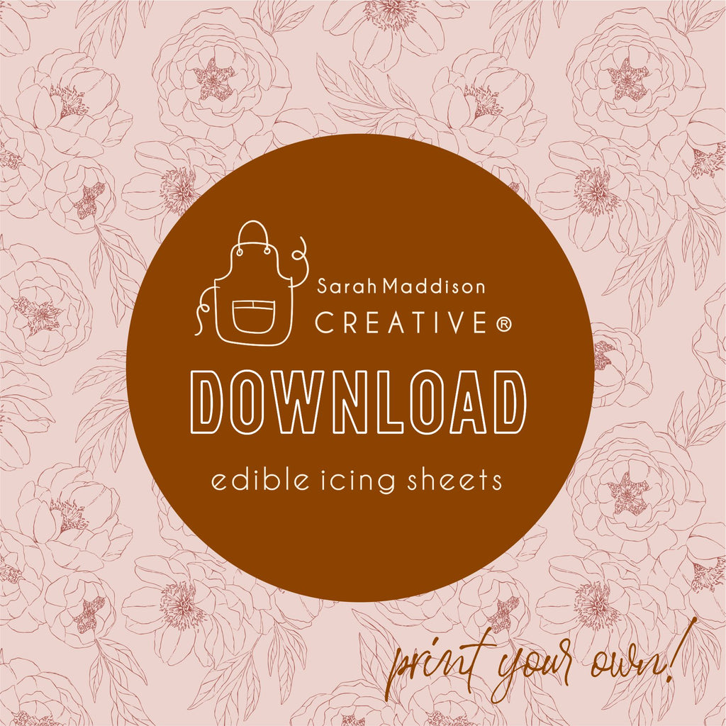 DIGITAL peony days line art Icing Sheet Download