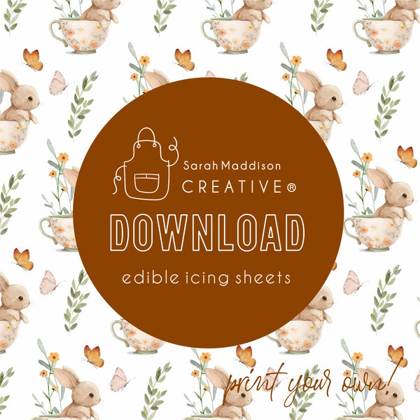 DIGITAL Teacup Bunny Pattern Icing Sheet Download