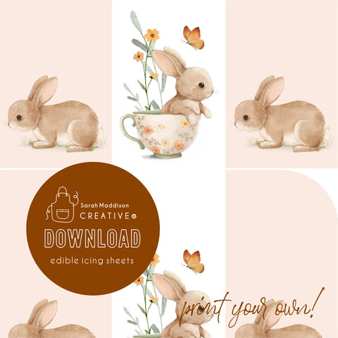 DIGITAL Teacup Bunny Set Icing Sheet Download