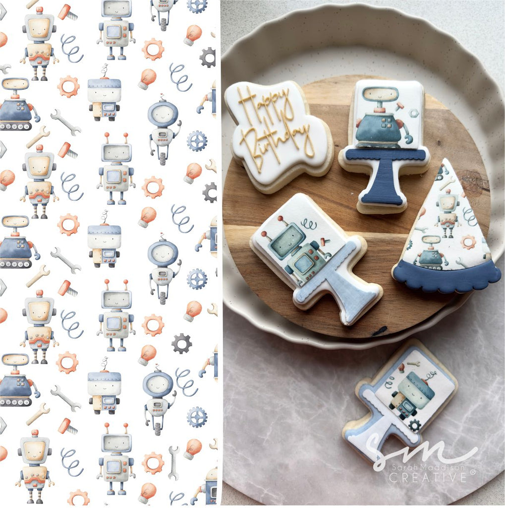 Robot Pattern Edible Icing Sheet