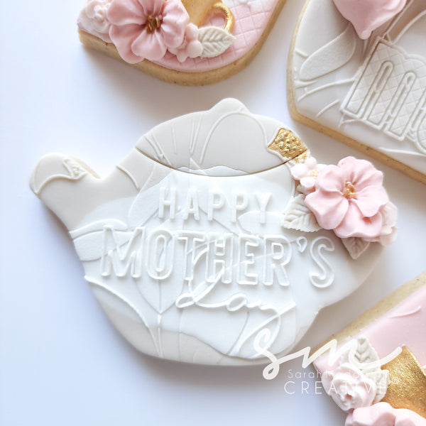 Happy Mother’s Day Peony Pattern Cookie Stamp